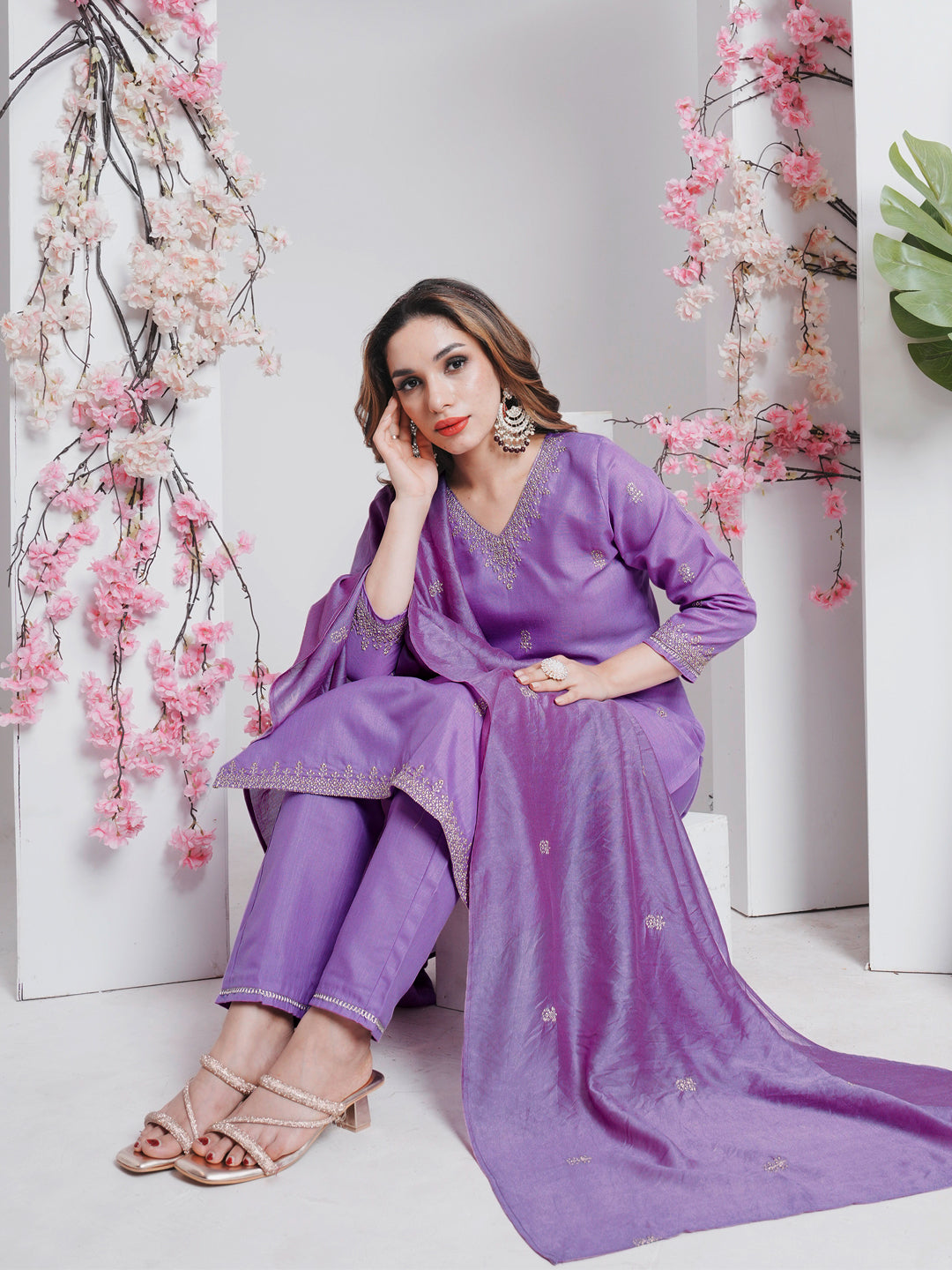 Fully Stiched Rayon Embroidered Kurti Pant Dupatta