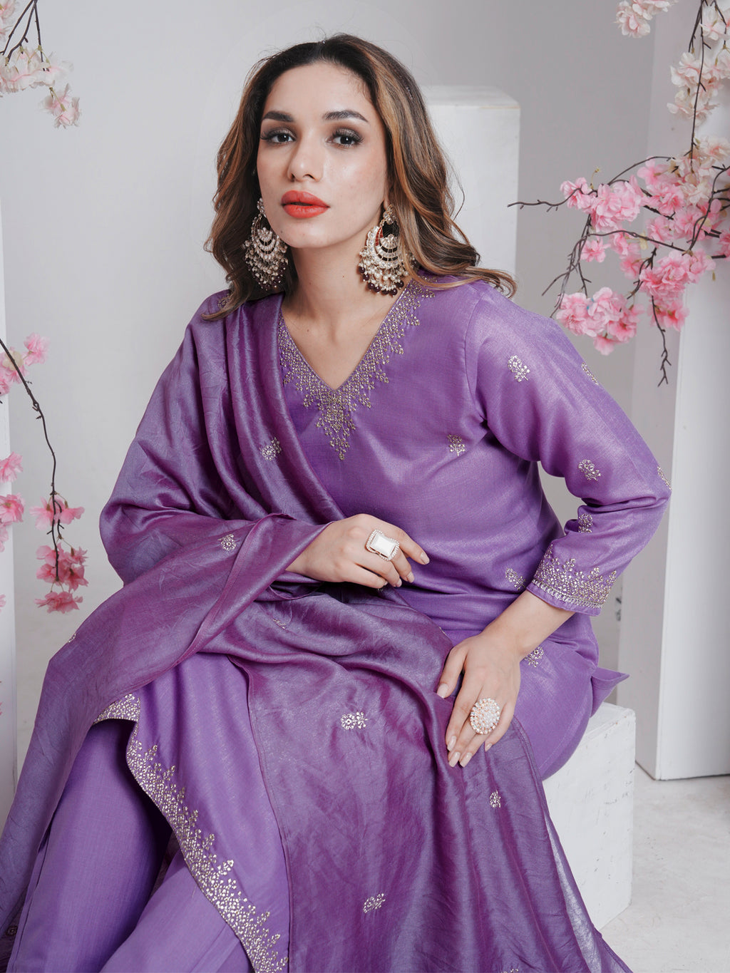 Fully Stiched Rayon Embroidered Kurti Pant Dupatta