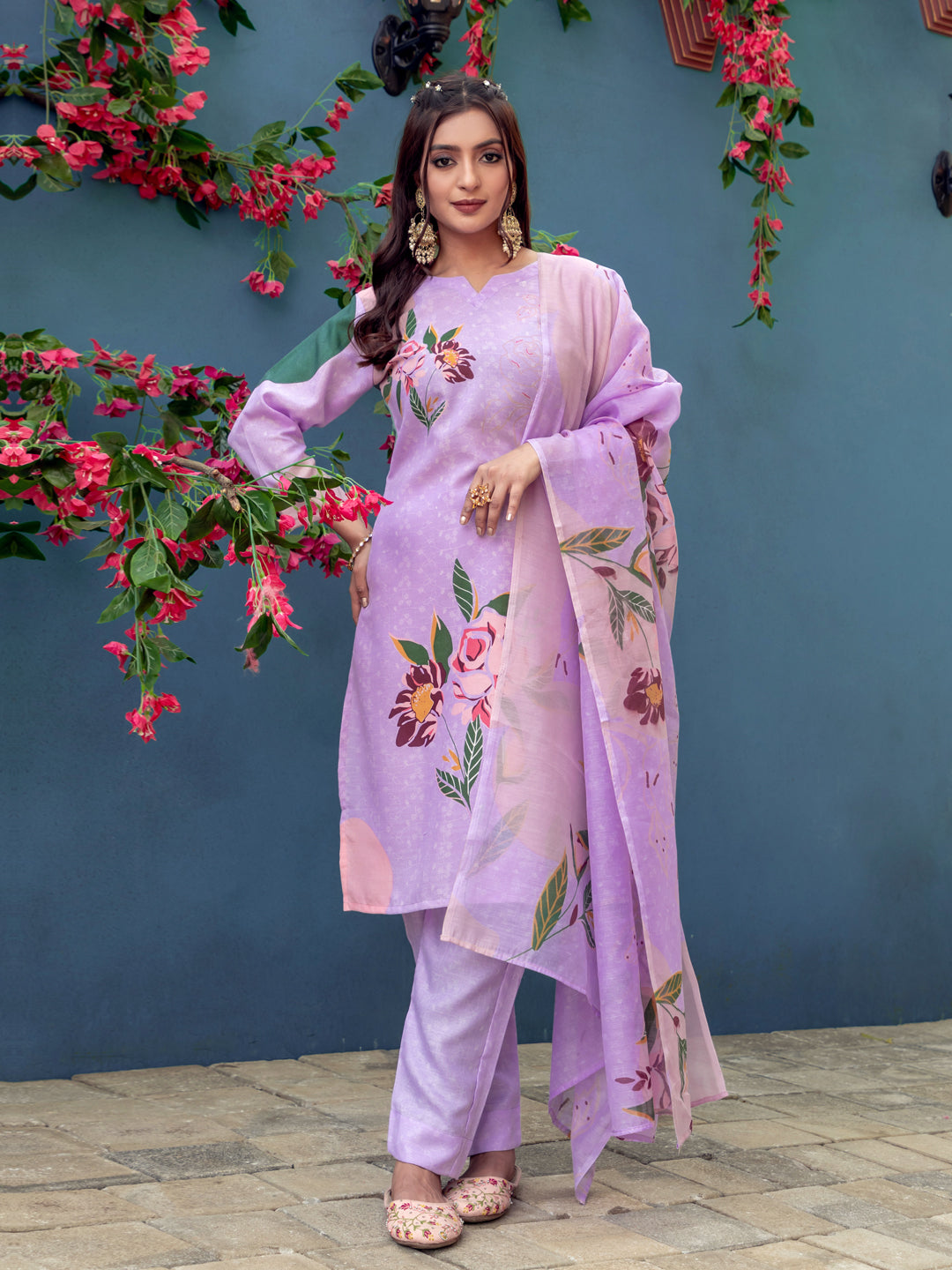 Fully Stiched Cotton Blend Kurti Pant Dupatta
