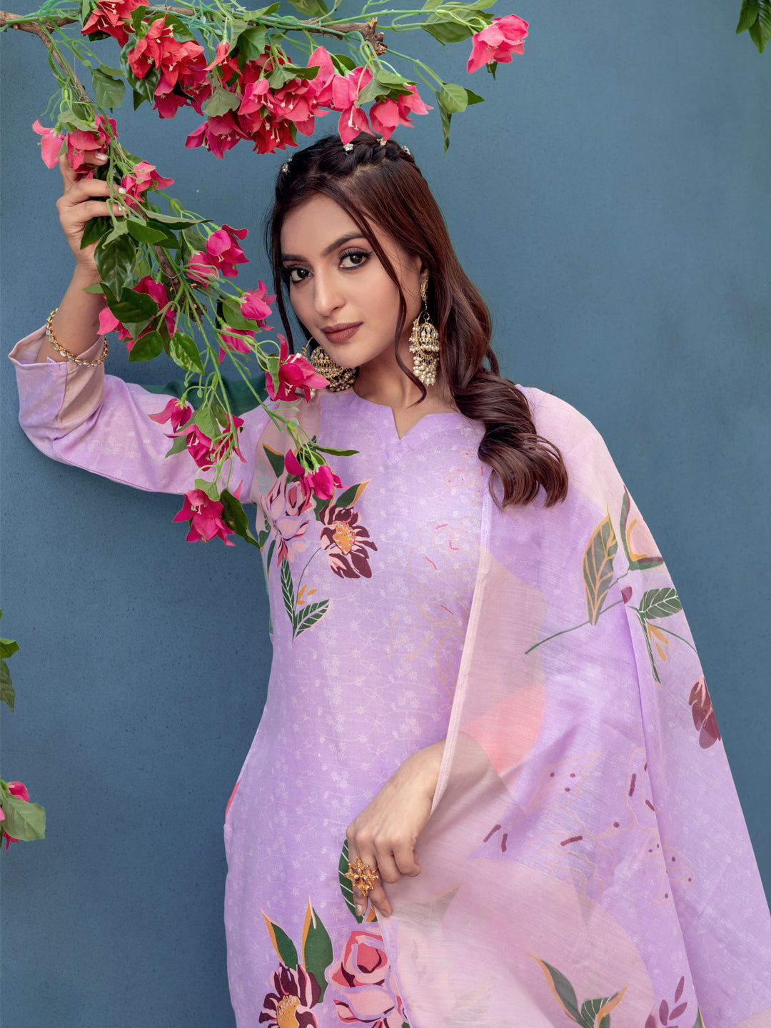Fully Stiched Cotton Blend Kurti Pant Dupatta