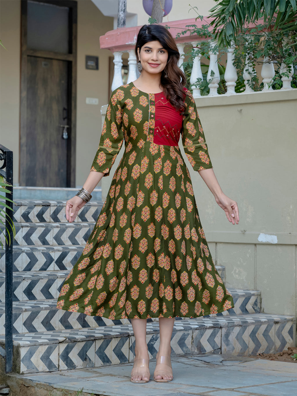 Fully Stiched Rayon A-Line Kurta