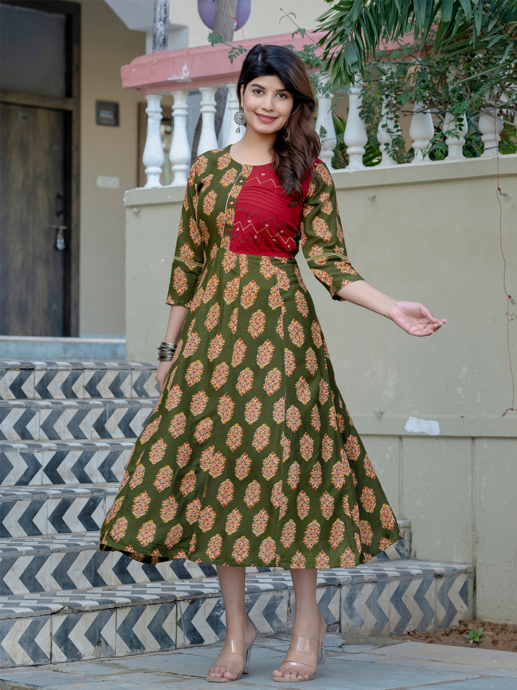 Fully Stiched Rayon A-Line Kurta