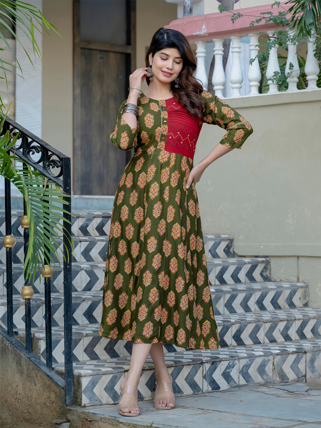 Fully Stiched Rayon A-Line Kurta