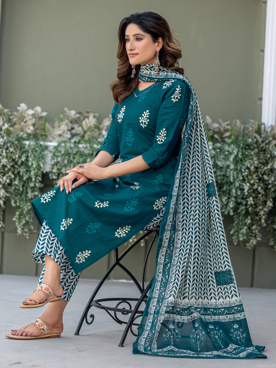 Fully Stiched Cotton  Kurti Pant Dupatta