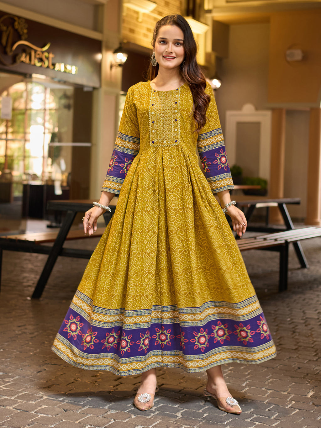 Fully Stiched Rayon Anarkali Gown