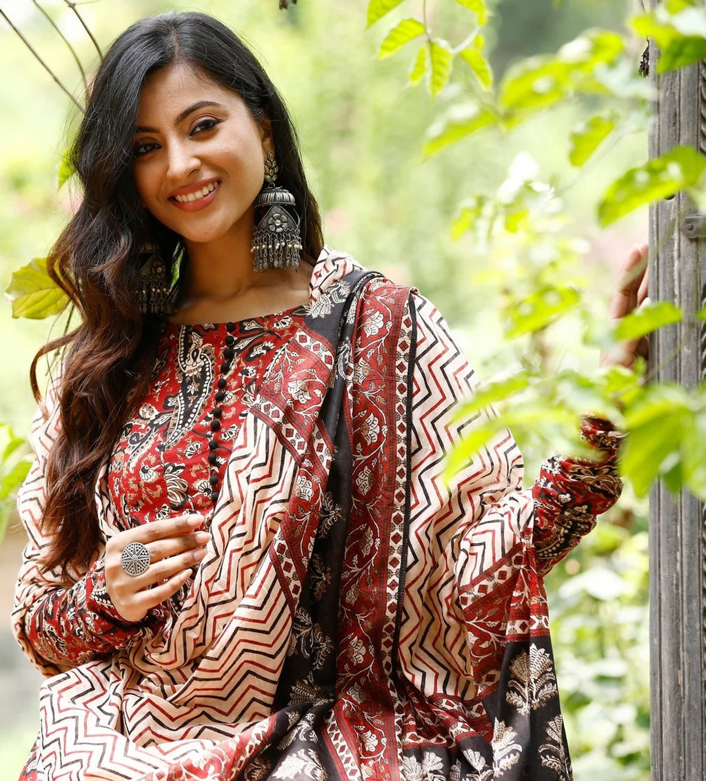 Fully Stiched Rayon Printed Kurti Pant Dupatta