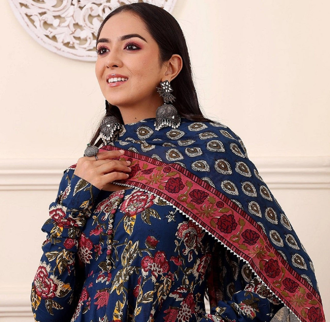 Fully Stiched Rayon Printed Kurti Pant Dupatta