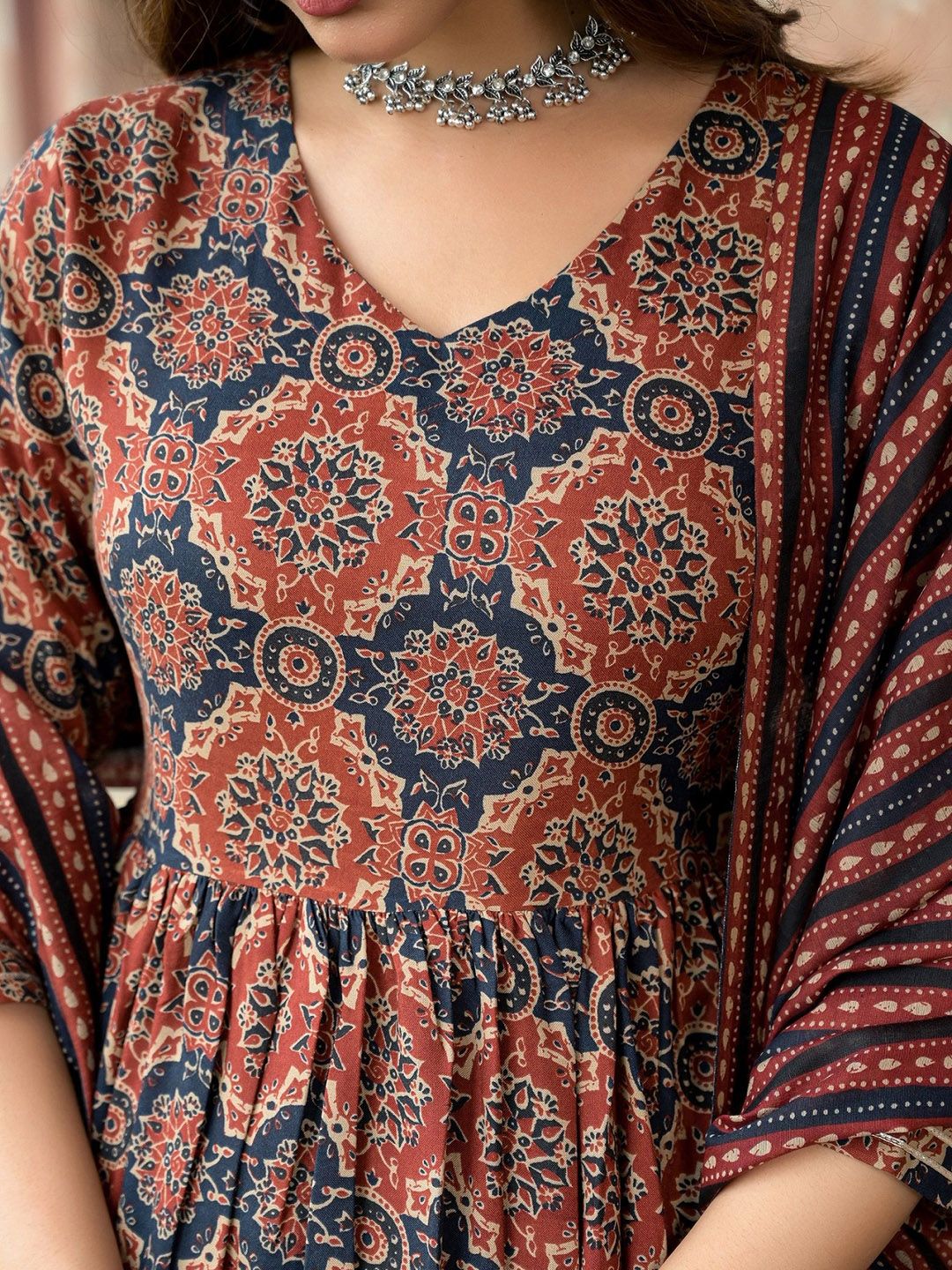 Fully Stiched Rayon Printed Kurti Pant Dupatta