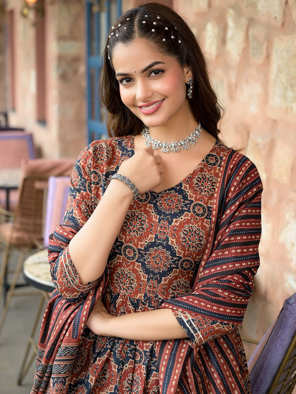 Fully Stiched Rayon Printed Kurti Pant Dupatta