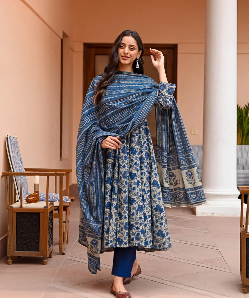 Fully Stiched Rayon Printed Kurti Pant Dupatta