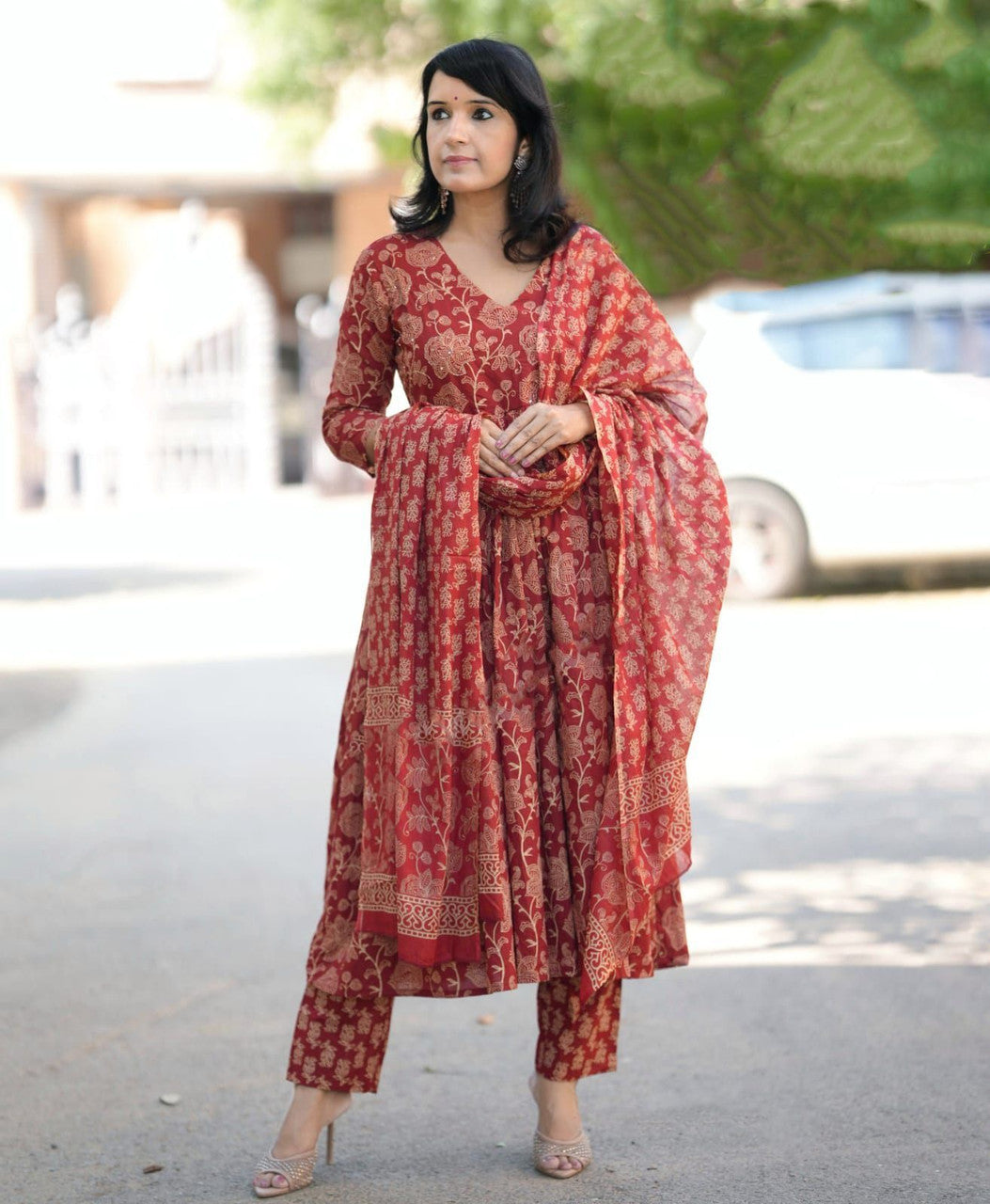 Fully Stiched Rayon Printed Kurti Pant Dupatta