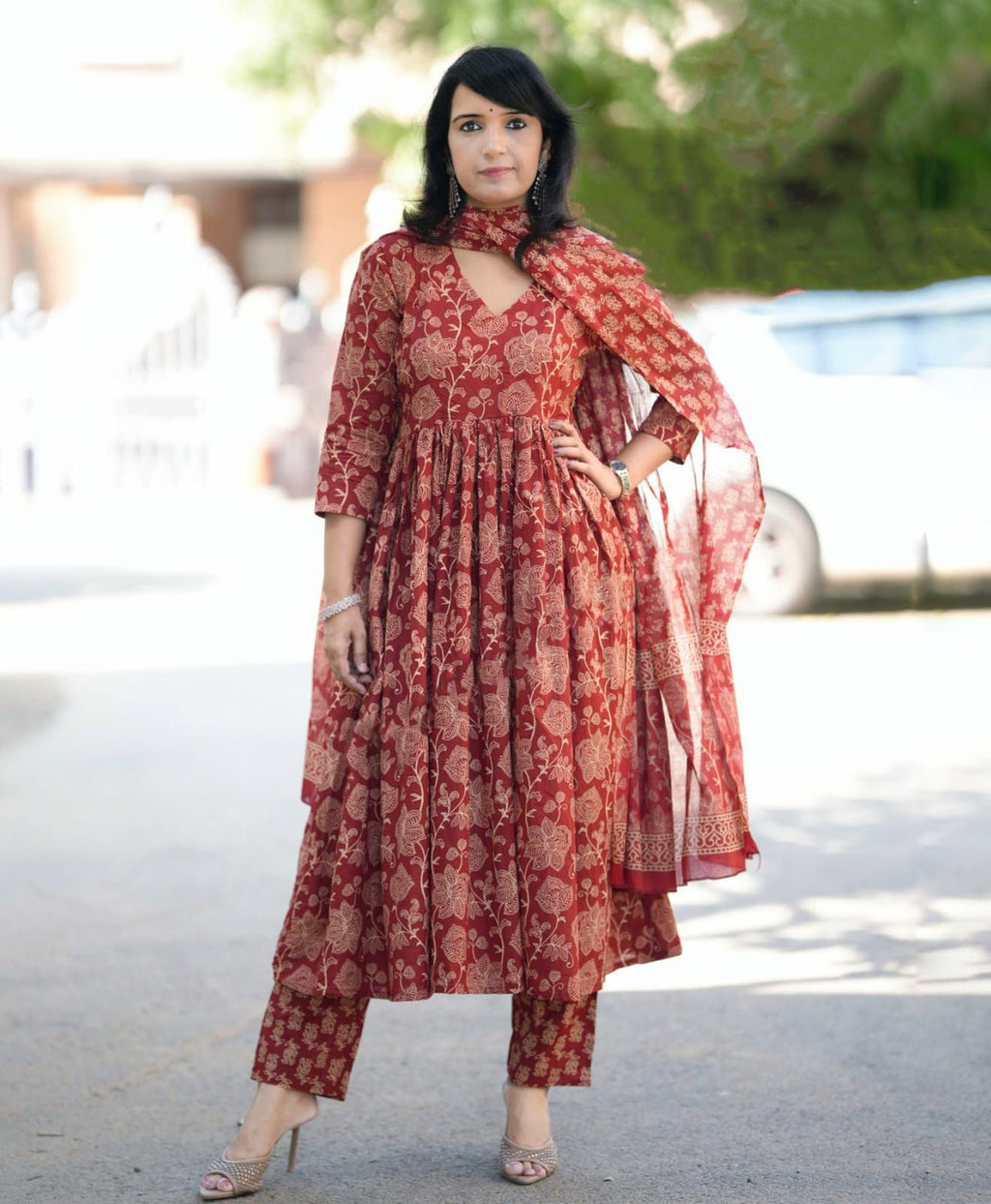 Fully Stiched Rayon Printed Kurti Pant Dupatta