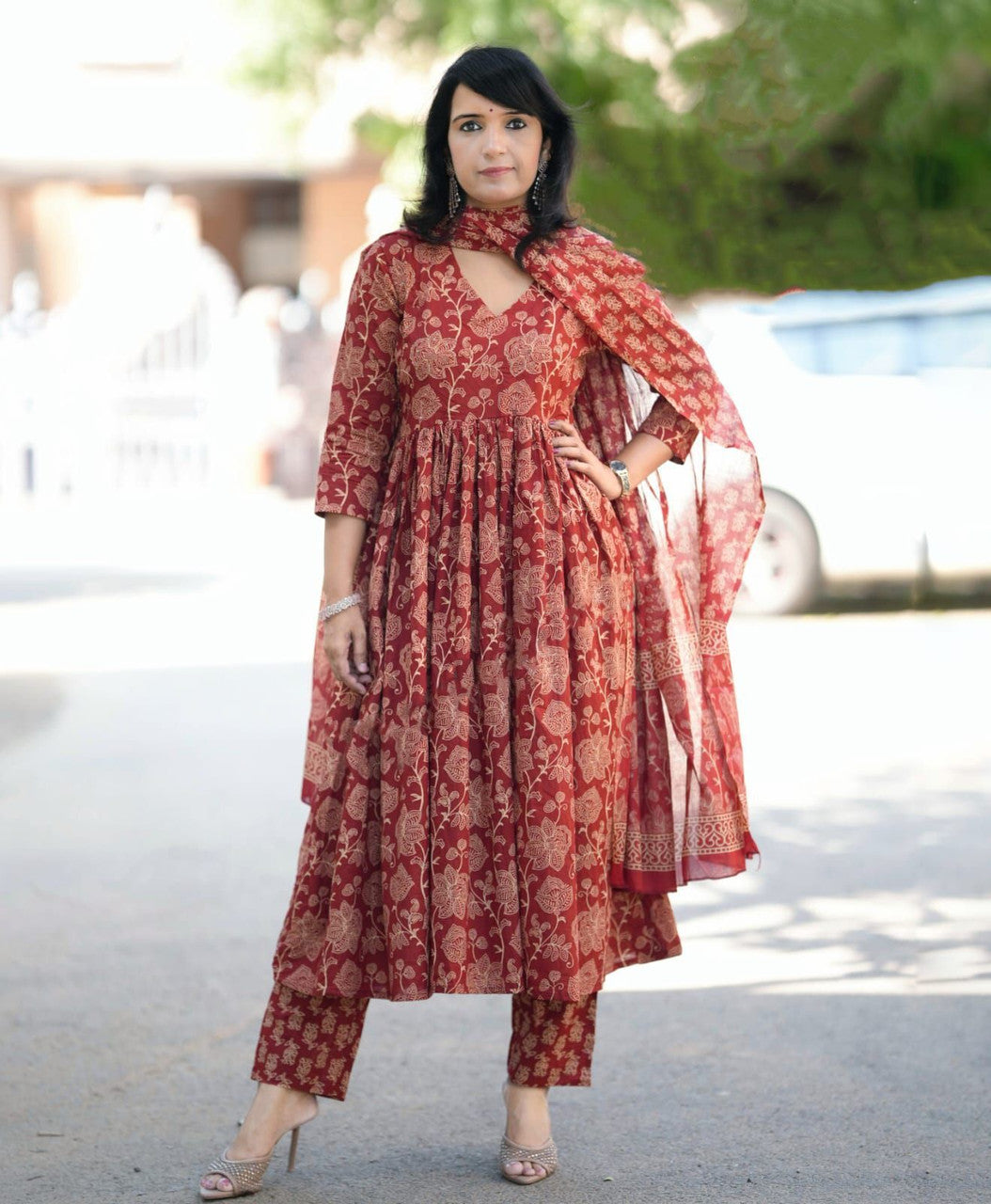 Fully Stiched Rayon Printed Kurti Pant Dupatta