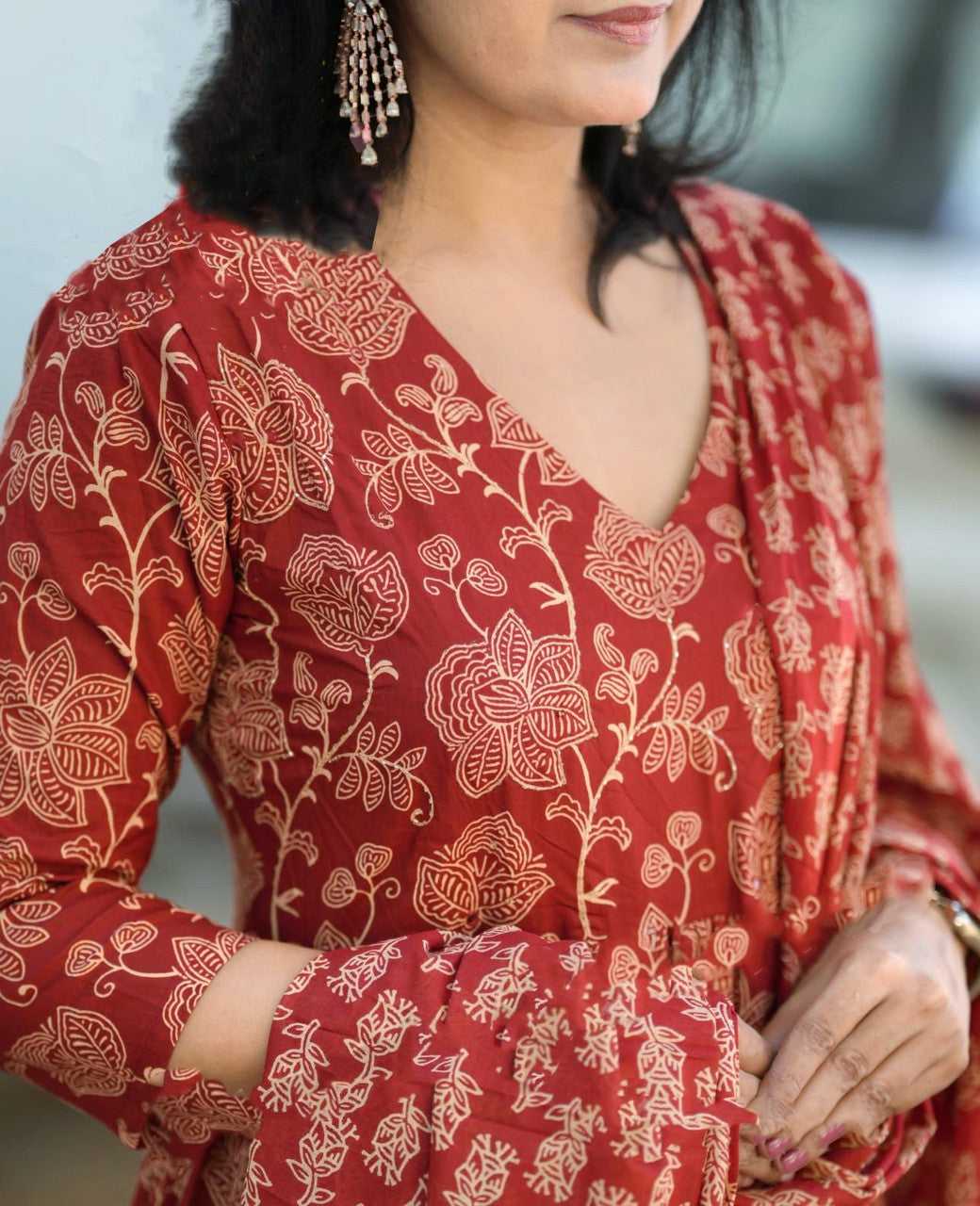 Fully Stiched Rayon Printed Kurti Pant Dupatta
