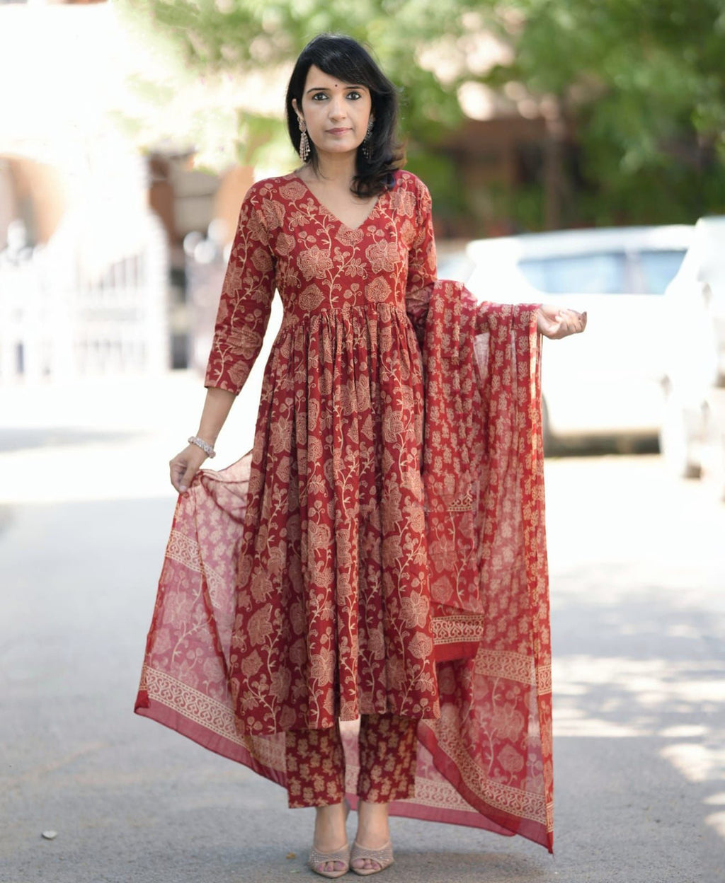 Fully Stiched Rayon Printed Kurti Pant Dupatta