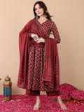 Fully Stiched Rayon Printed Kurti Pant Dupatta
