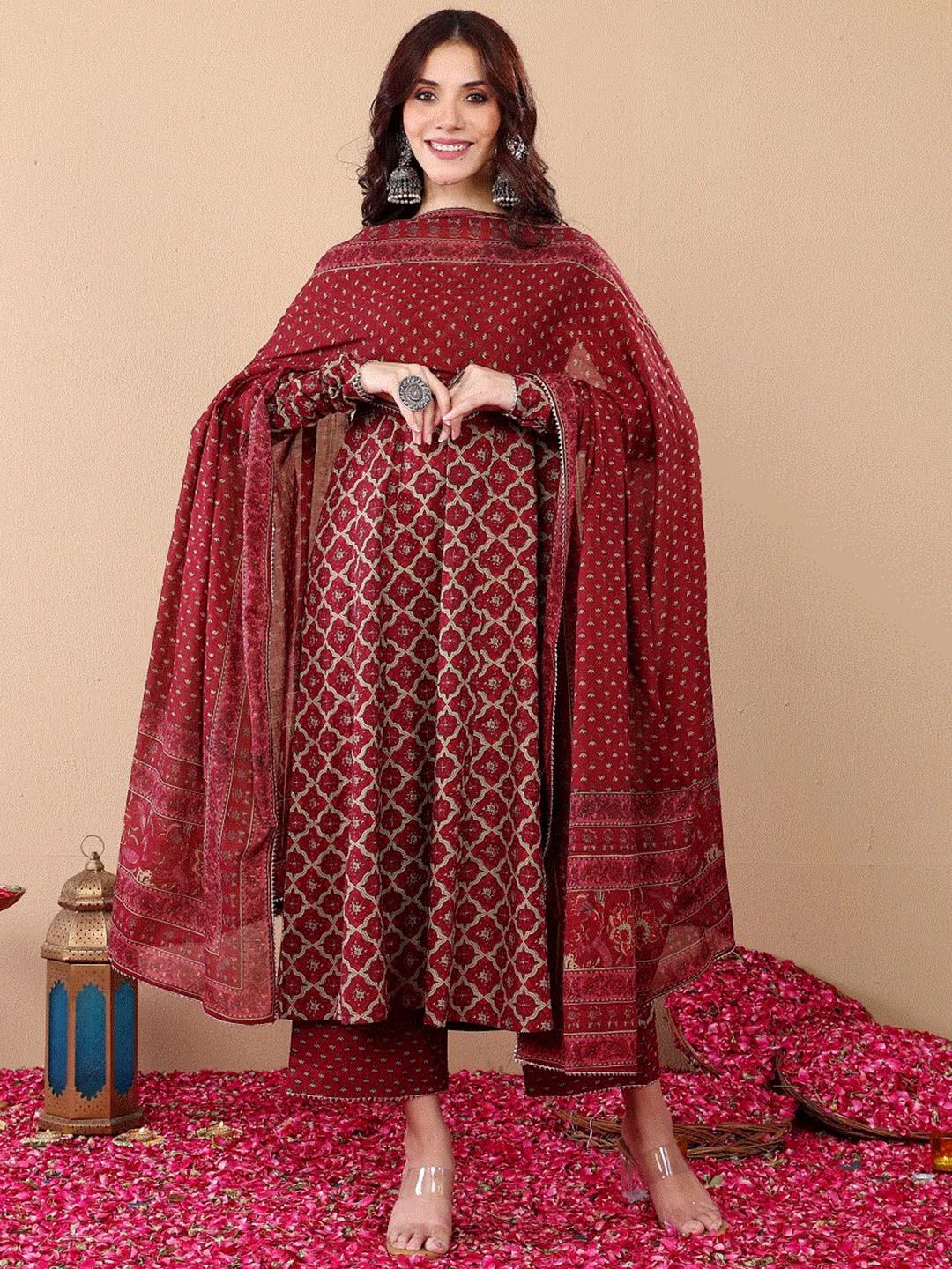 Fully Stiched Rayon Printed Kurti Pant Dupatta