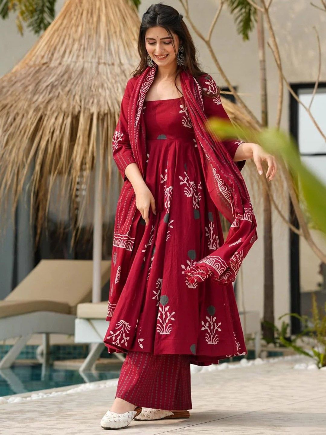 Fully Stiched Rayon Printed Kurti Pant Dupatta
