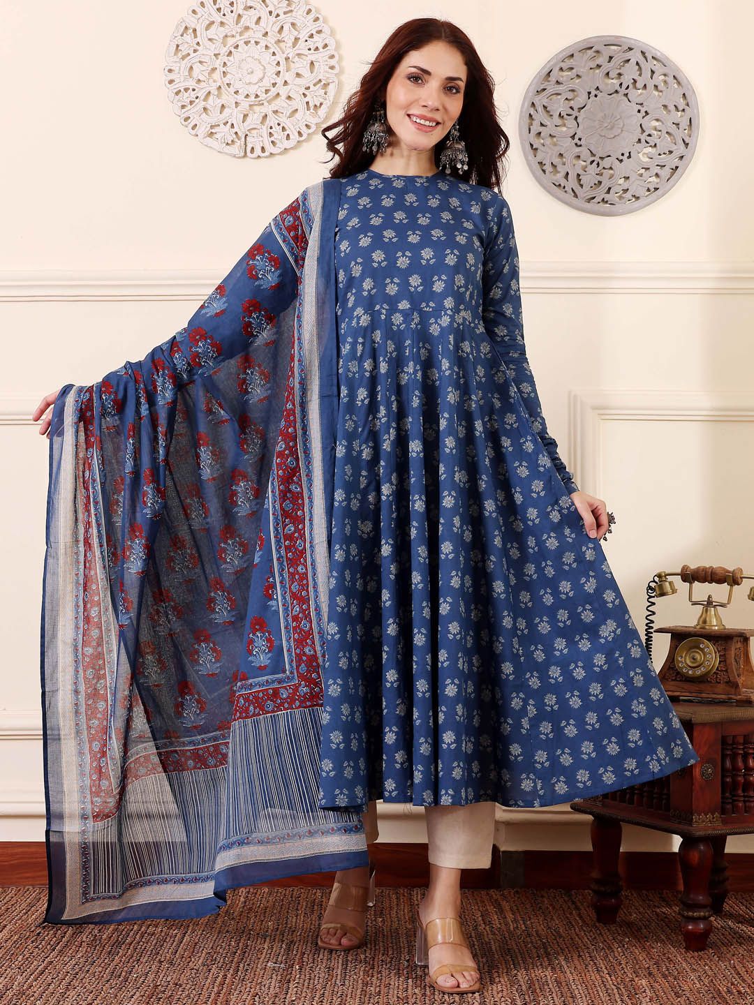 Fully Stiched Rayon Printed Kurti Pant Dupatta