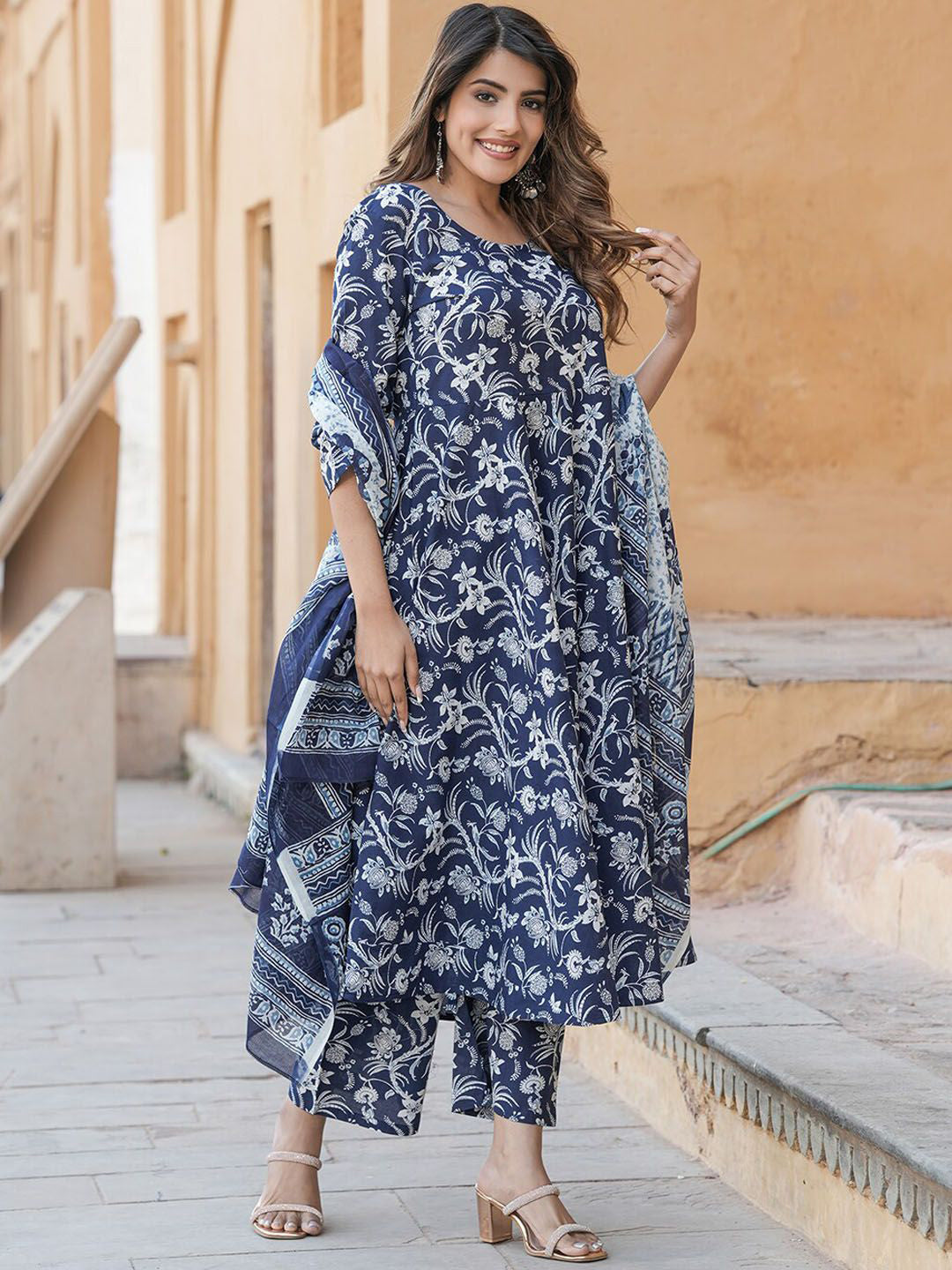 Fully Stiched Rayon Printed Kurti Pant Dupatta