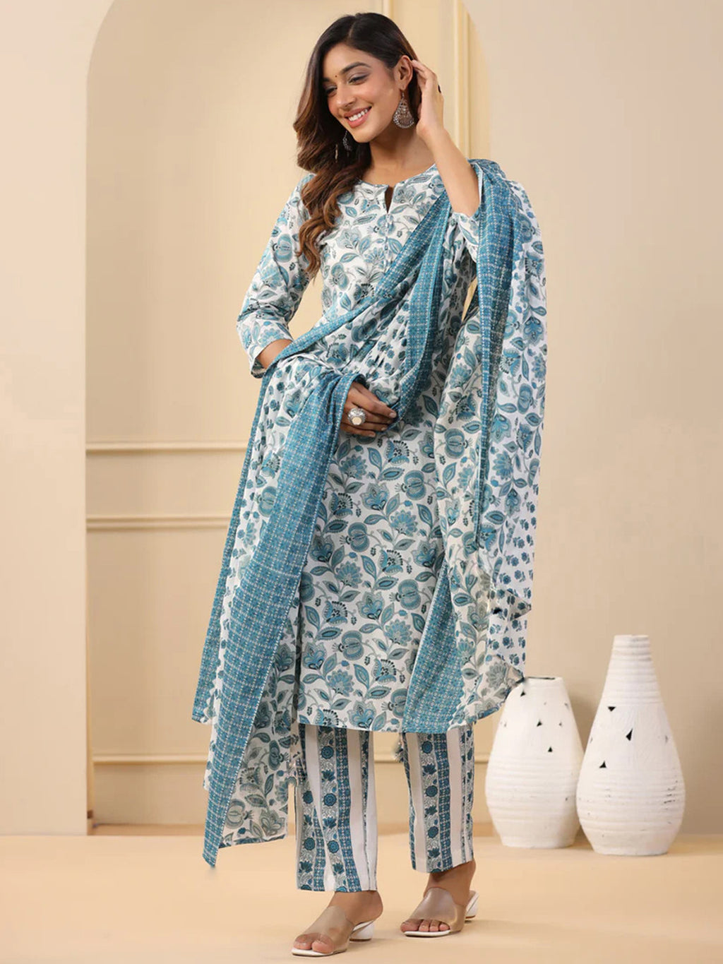 Fully Stiched Rayon Printed Kurti Pant Dupatta