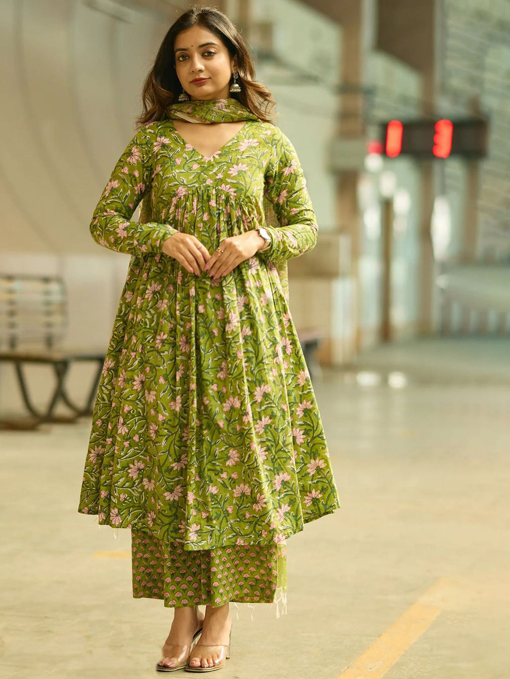 Fully Stiched Rayon Printed Kurti Pant Dupatta