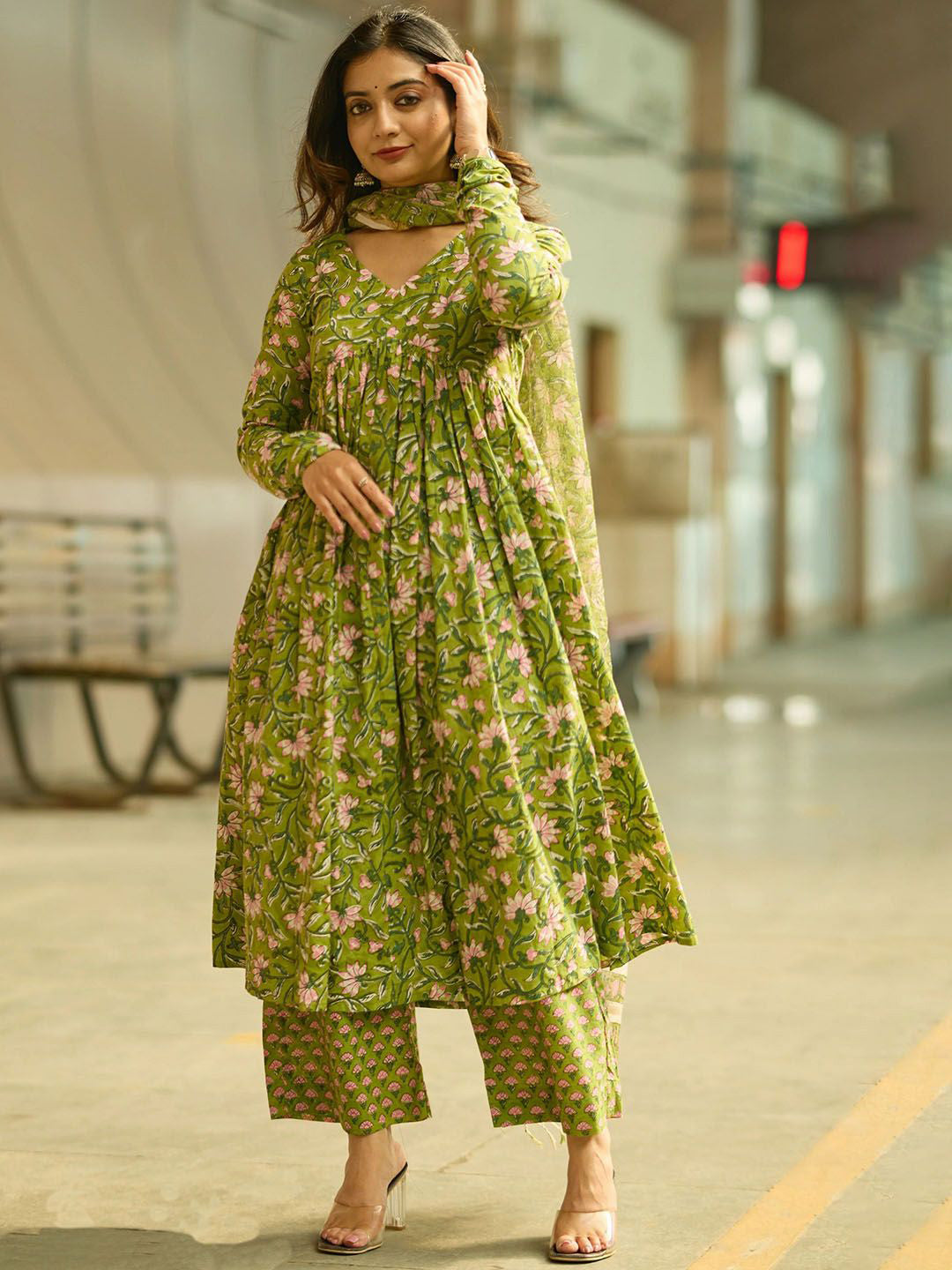 Fully Stiched Rayon Printed Kurti Pant Dupatta