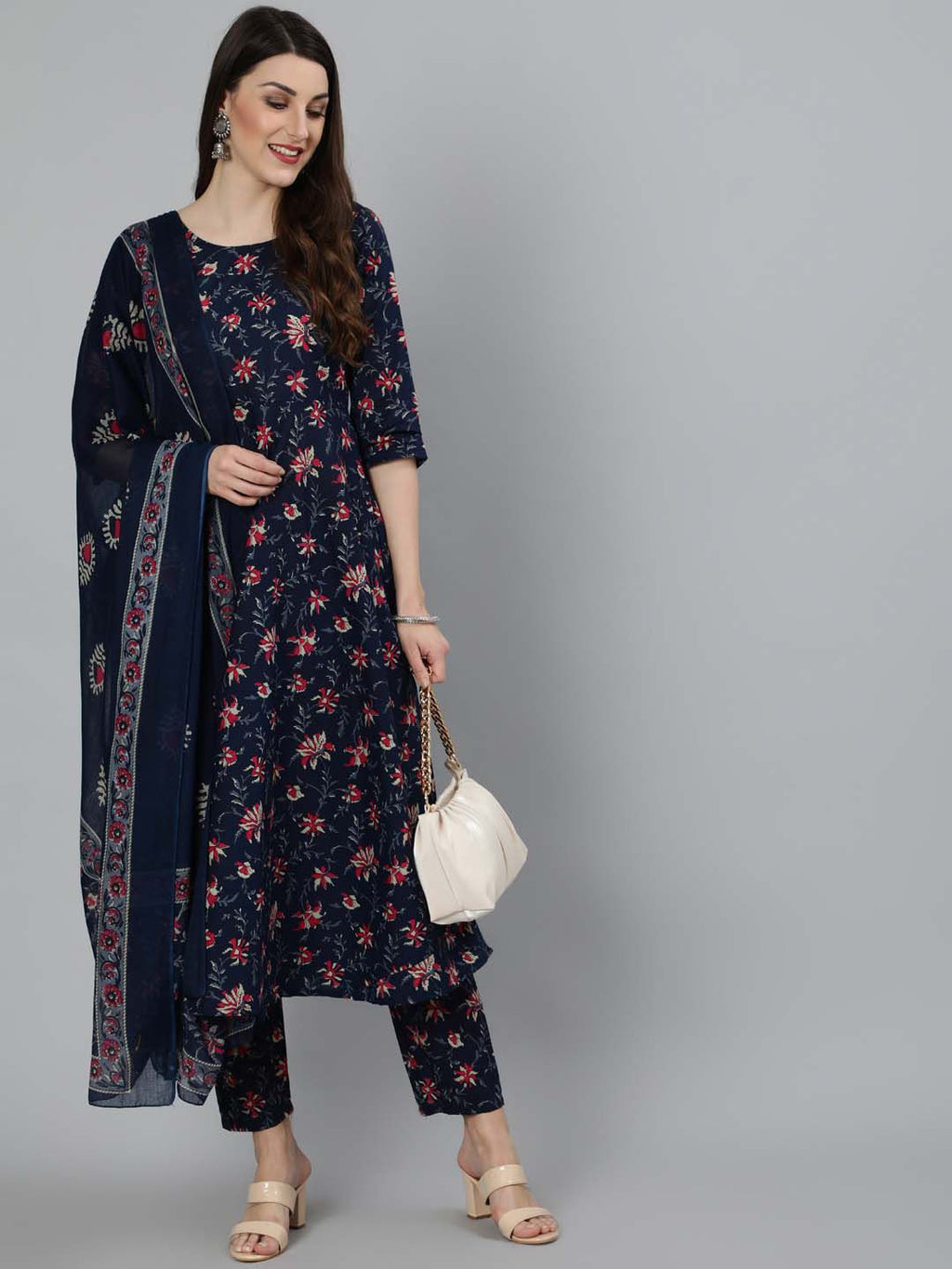 Fully Stiched Rayon Printed Kurti Pant Dupatta
