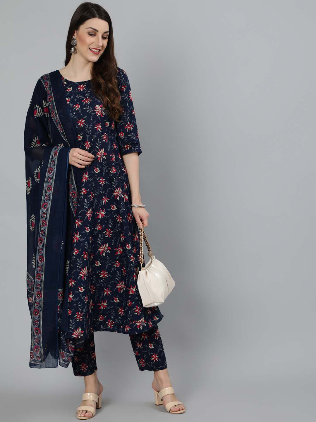 Fully Stiched Rayon Printed Kurti Pant Dupatta