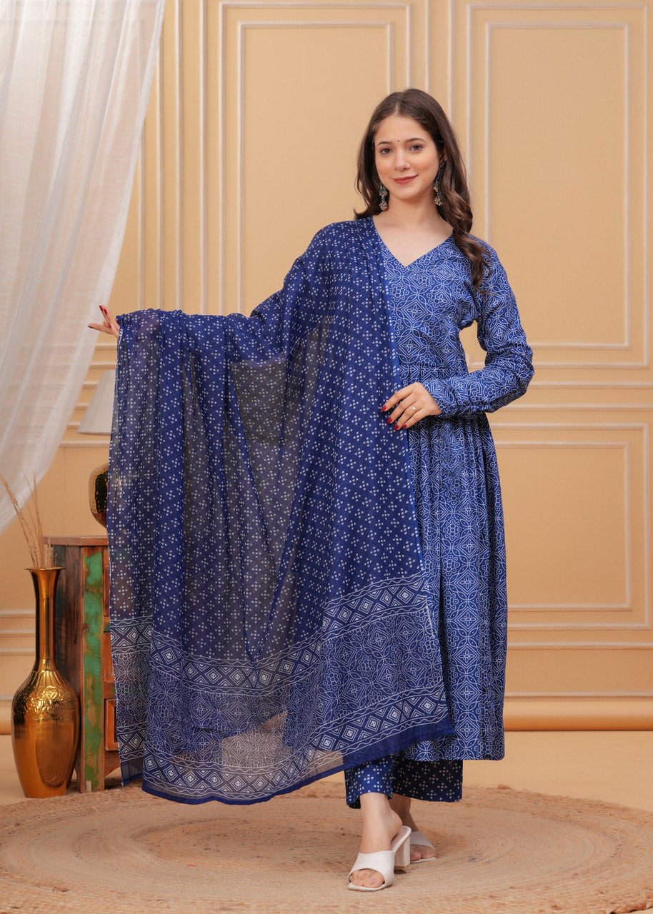 Fully Stiched Rayon Printed Kurti Pant Dupatta