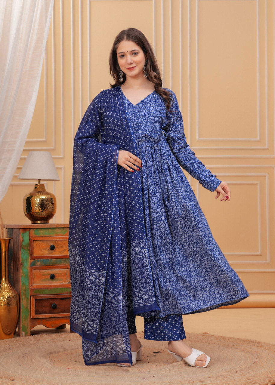 Fully Stiched Rayon Printed Kurti Pant Dupatta