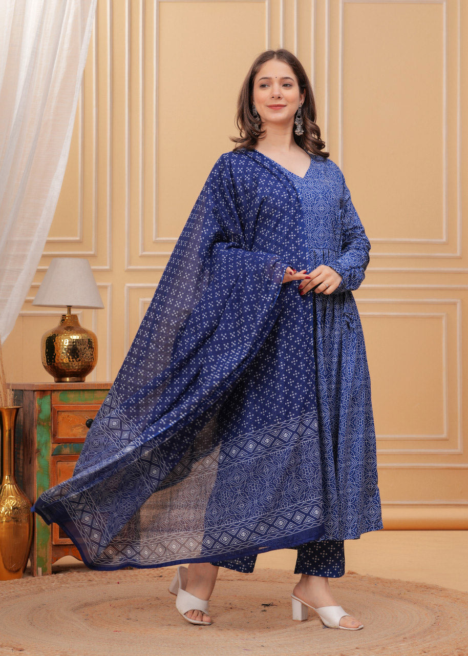 Fully Stiched Rayon Printed Kurti Pant Dupatta