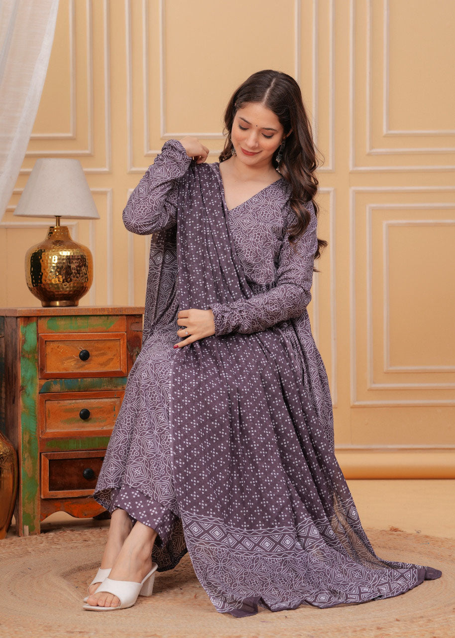 Fully Stiched Rayon Printed Kurti Pant Dupatta